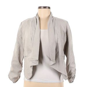 Silky silver blazer with shawl collar & ruched sleeves by Kanvas, size sm/med